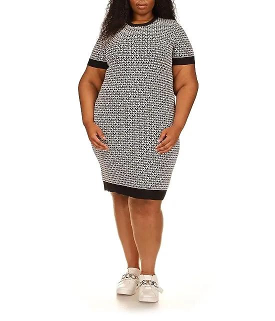 Plus Size Block Mini Short Sleeve Dress