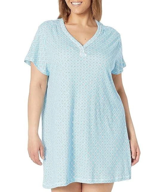Plus Size Butterfly Meadow Short Sleeve Nightshirt
