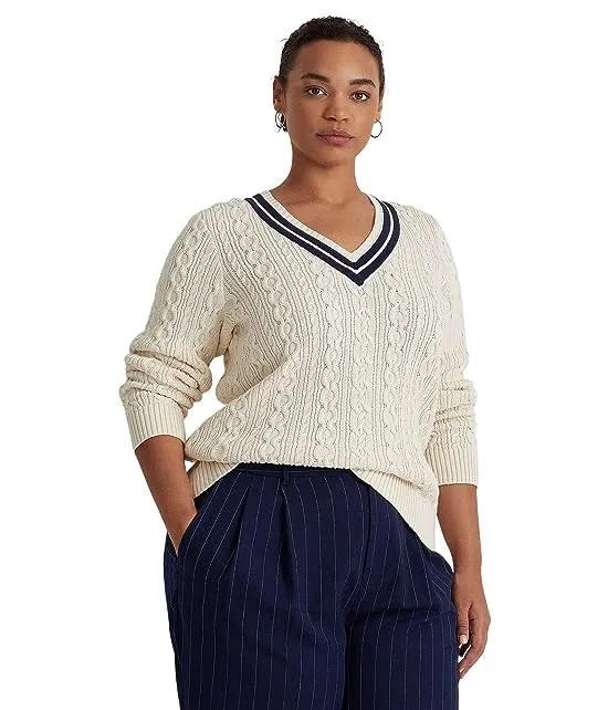 Plus Size Cable-Knit Cricket Sweater