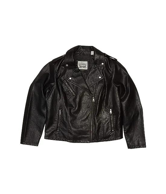 Plus Size Classic Asymmetrical Faux Leather Motorcycle Jacket