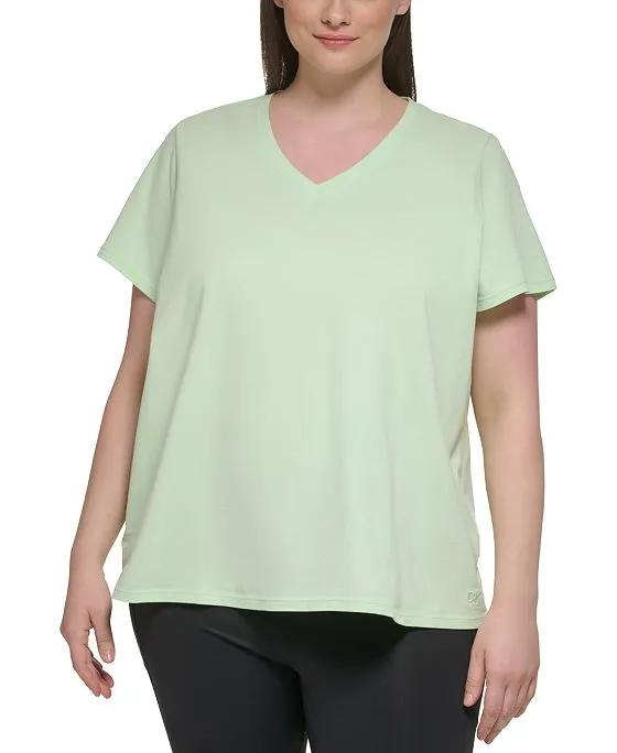 Plus Size Cotton V-Neck Short-Sleeve T-Shirt