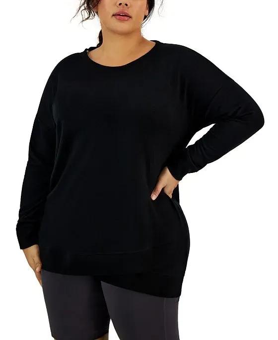 Plus Size Crossover-Hem Ribbed-Edge Top, Created for Macy's
