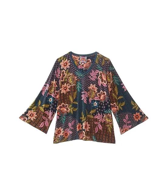 Plus Size Delfino V-Neck Kimono Sleeve Tee