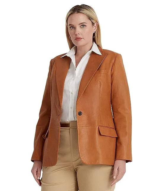 Plus Size Double-Breasted Twill Blazer