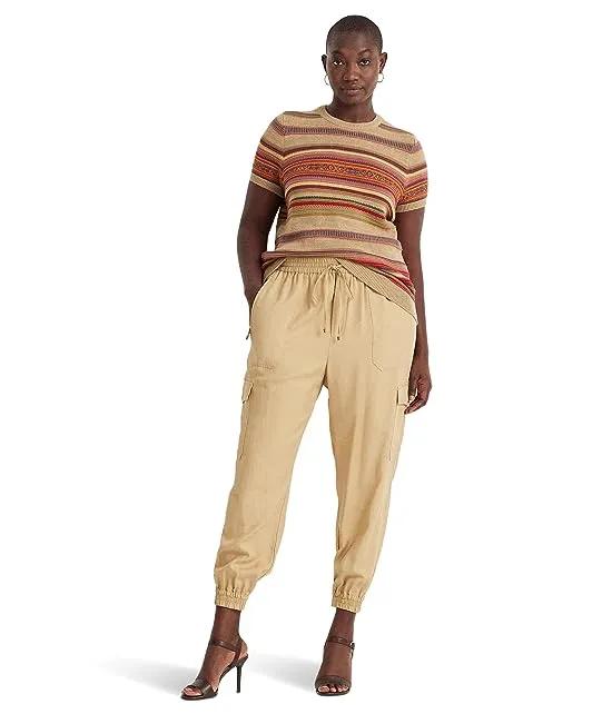 Plus Size Fair Isle & Striped Short Sleeve Sweater