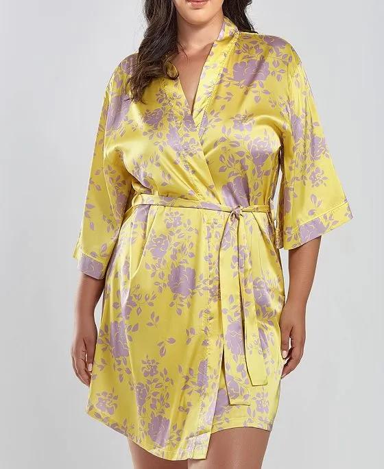 Plus Size Fiona Satin Print Robe
