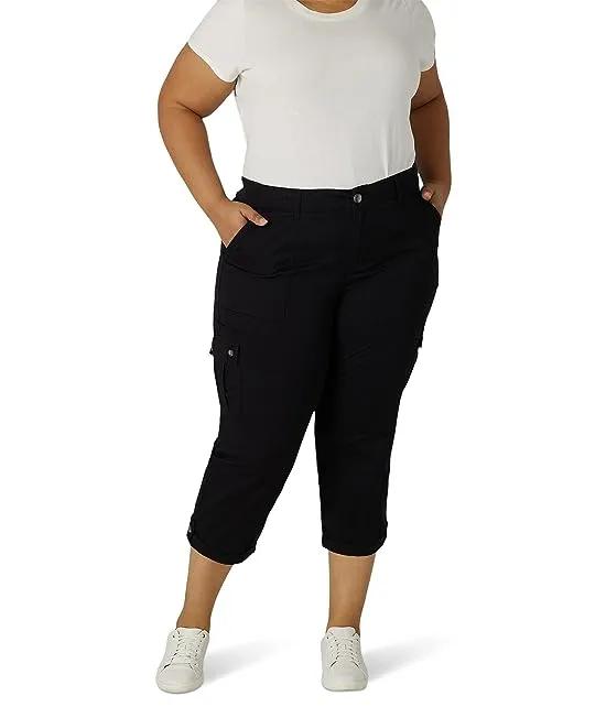 Plus Size Flex-To-Go Cargo Capris Relaxed Fit Mid-Rise