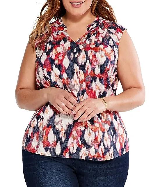 Plus Size Floral Ikat Live In Tank