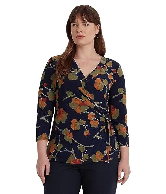 Plus Size Floral Stretch Jersey Top
