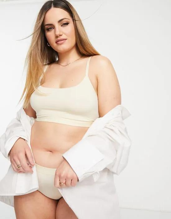 Plus Size Form To Body unlined bralette with tonal logo in stone
