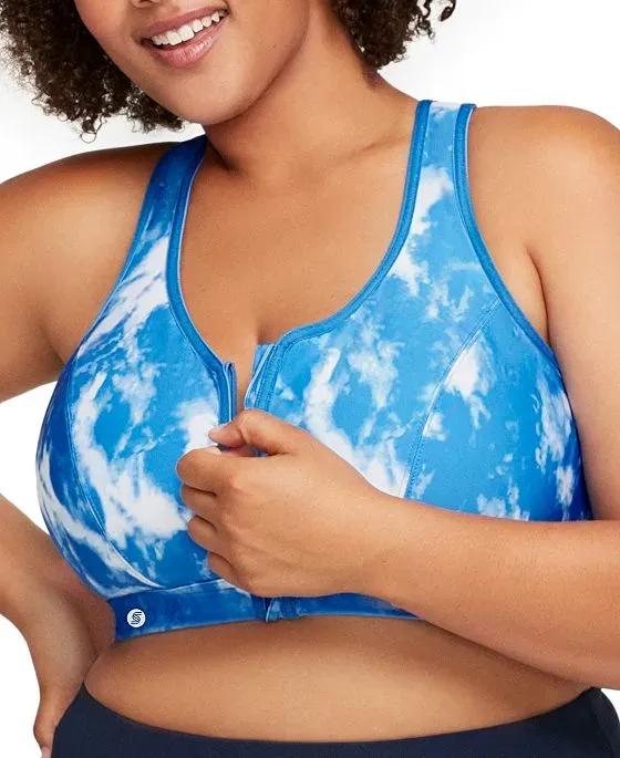 Plus Size Full Figure Zip Up Front Closure Sports Wirefree Bra