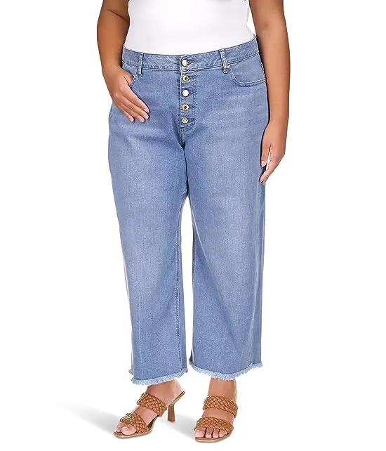 Plus Size High-Rise Crepe Flare Selma in Angel Blue Wash