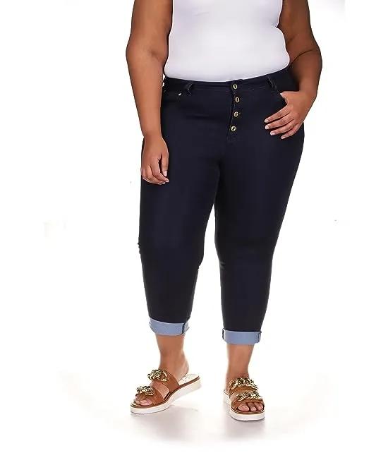 Plus Size High-Rise Crop Skinny Selma Jeans in Dark Rinse Wash