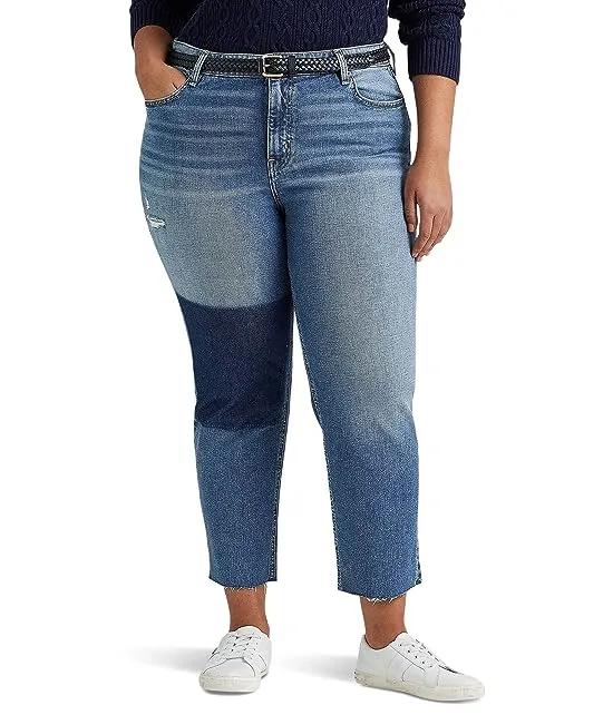 Plus Size High-Rise Straight Cropped Jeans in Indigo Valley Wash