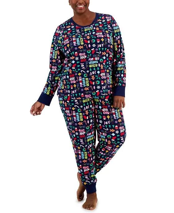 Plus Size Holiday Toss Cotton Pajamas Set, Created for Macy's