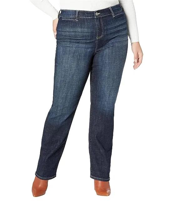 Plus Size Kennedy High-Rise Straight Jeans w/ Welt Pockets 32" in Castle