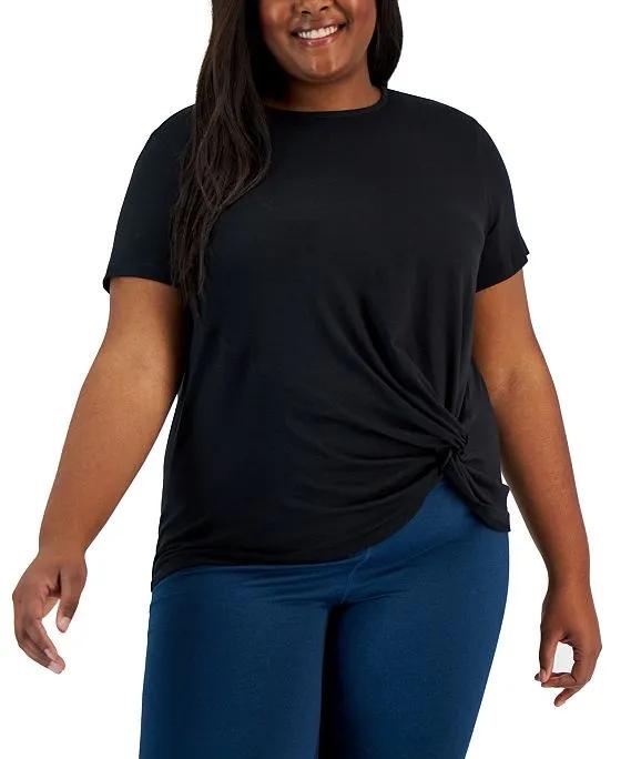 Plus Size Knot-Hem Short-Sleeve T-Shirt, Created for Macy's