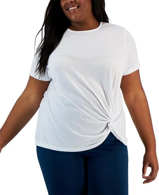 Plus Size Knot-Hem Short-Sleeve T-Shirt, Created for Macy's