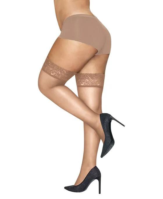 Plus Size Lace-Band Thigh Highs