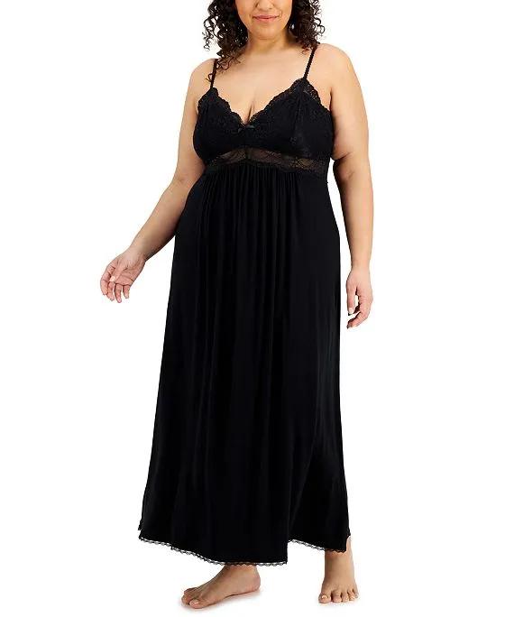 Plus Size Lace Cup Long Nightgown, Created for Macy's