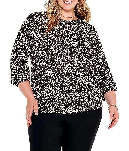 Plus Size Lacy Leaves Top
