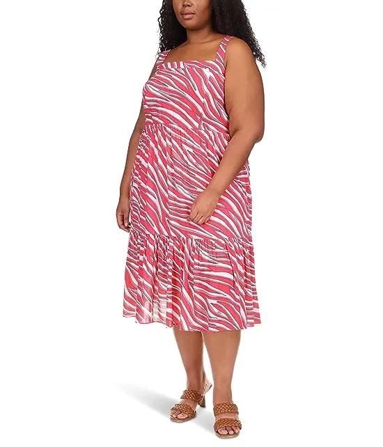 Plus Size Large Soft Zebra Midi Dress