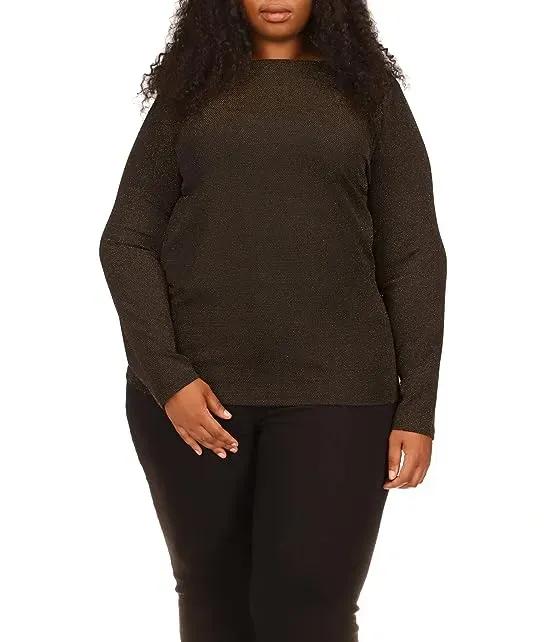 Plus Size Long Sleeve Cowl Back Top