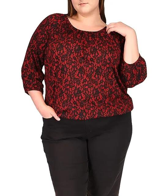 Plus Size Lovely Lace Peasant Top
