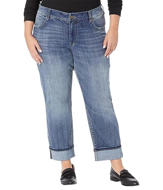 Plus Size Marley Girlfriend Eco Jeans w/ Cuffed 27" Rolled/30" in Baron