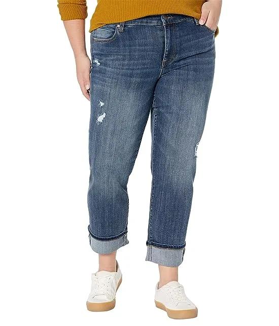 Plus Size Marley Girlfriend Eco Jeans w/ Cuffed 27" Rolled/30" in Blue Mesa