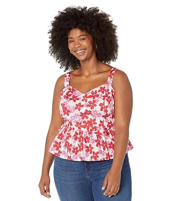 Plus Size Martie Tie Back Top in Exploded Daisies
