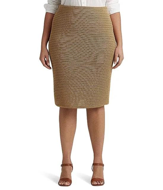 Plus Size Metallic Cotton-Blend Knit Pencil Skirt