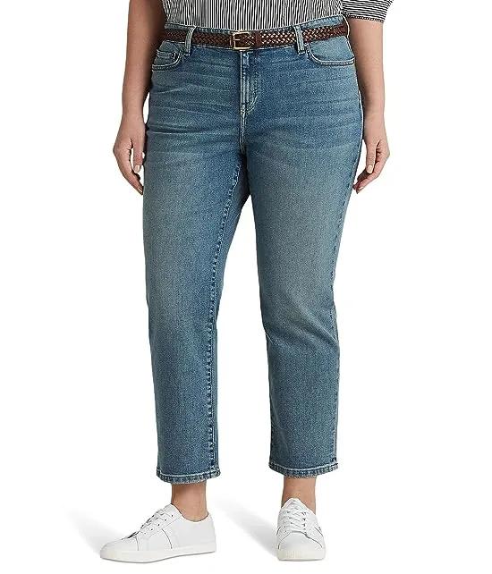 Plus Size Mid-Rise Straight Ankle Jeans in Sophie Wash