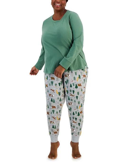 Plus Size Mix It Forest Pajamas Set, Created for Macy's