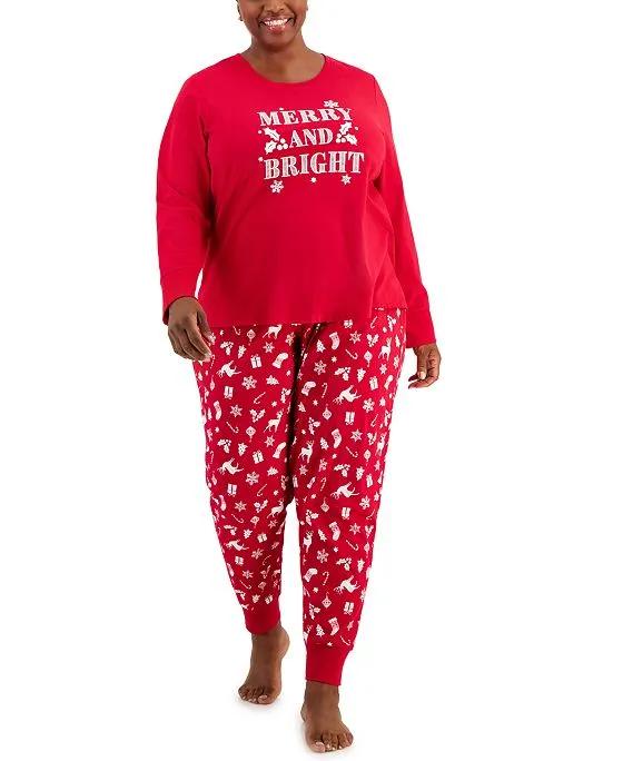Plus Size Mix It Merry & Bright Pajamas Set, Created for Macy's