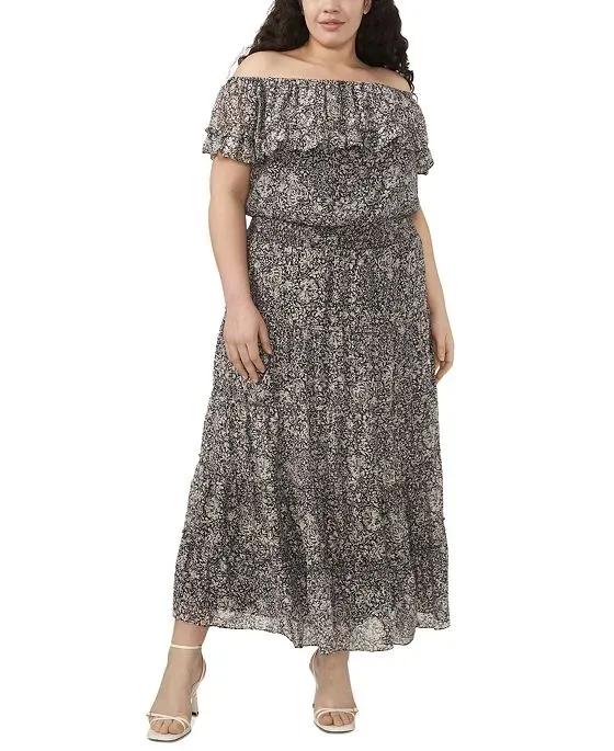 Plus Size Off-The-Shoulder Tiered Maxi Dress