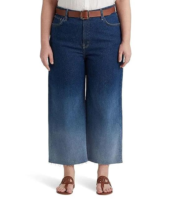 Plus Size Ombré High-Rise Wide-Leg Cropped Jeans in Ombre Canyon Wash