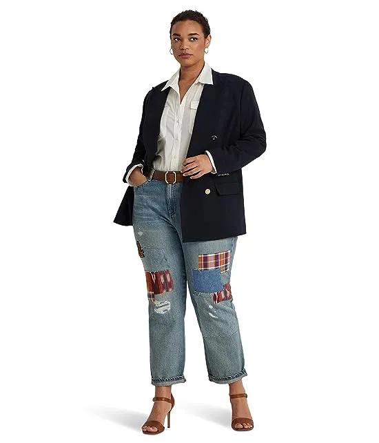 Plus Size Patchwork Relaxed Tapered Jeans in Skye Wash