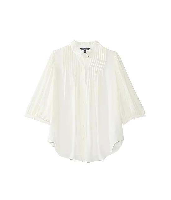 Plus Size Pleated Georgette Blouse