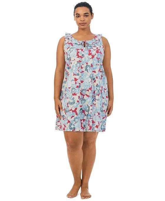 Plus Size Printed Ruffled Nightgown