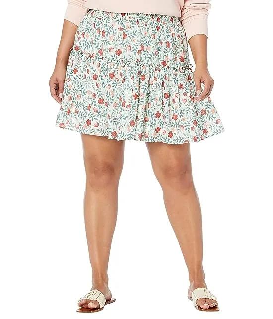 Plus Size Pull-On Miniskirt in Strawberry Field