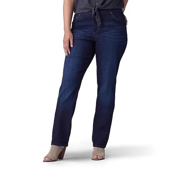 Plus Size Relaxed Fit Straight Leg Jeans Mid-Rise