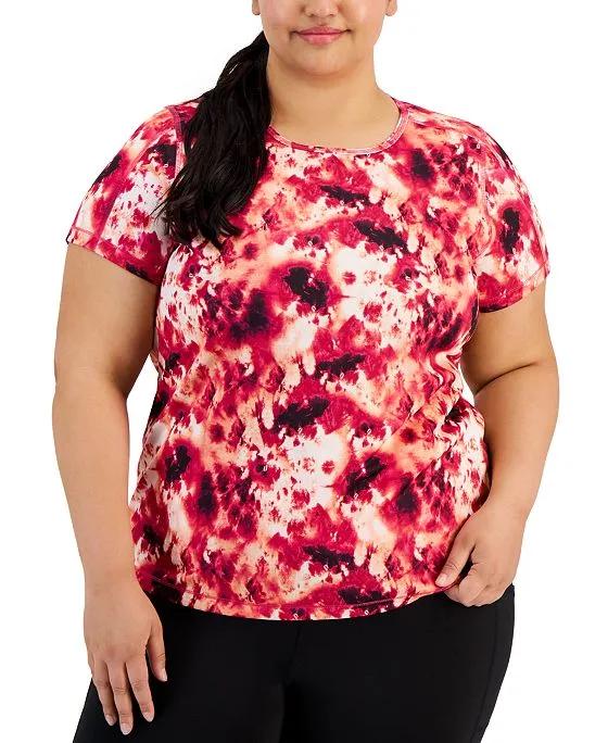 Plus Size Relaxed Tie Dye Birdseye Mesh T-Shirt, Created for Macy's 