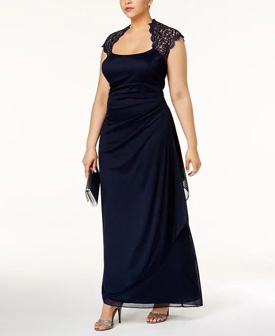 Plus Size Ruched Lace Gown