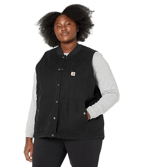 Plus Size Rugged Flex® Relaxed Fit Canvas Insulated Rib Collar Vest