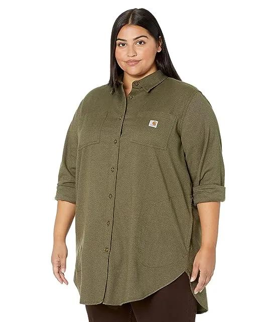 Plus Size Rugged Flex® Relaxed Fit Midweight Flannel Long Sleeve Plaid Tunic