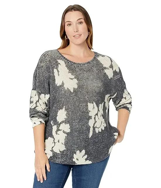 Plus Size Scattered Florals Sweater