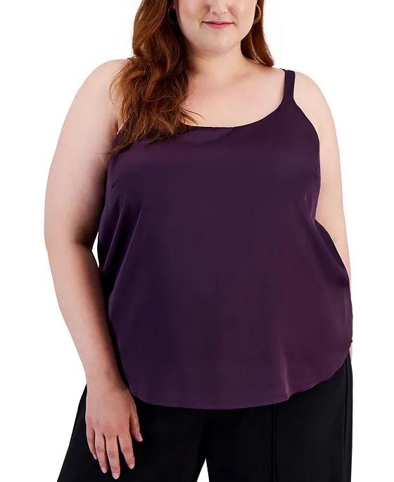Plus Size Scoop-Neck Sleeveless Camisole Top,Created for Macy's