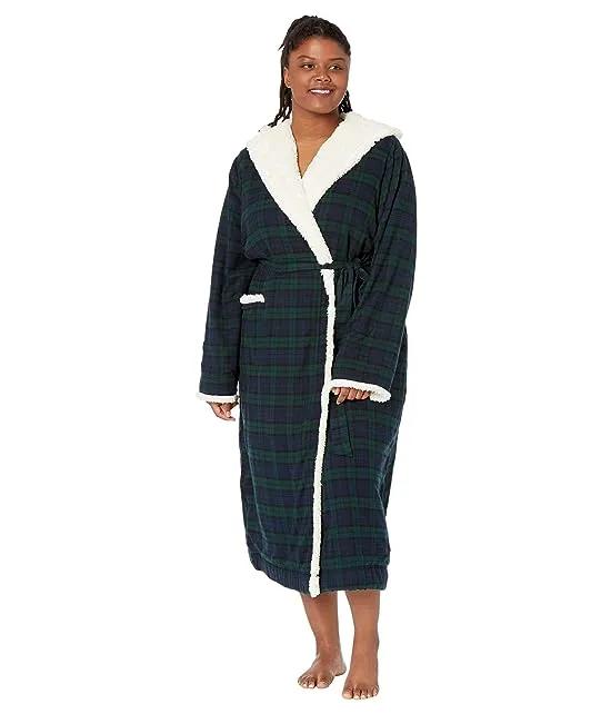 Plus Size Scotch Plaid Flannel Sherpa Lined Long Robe