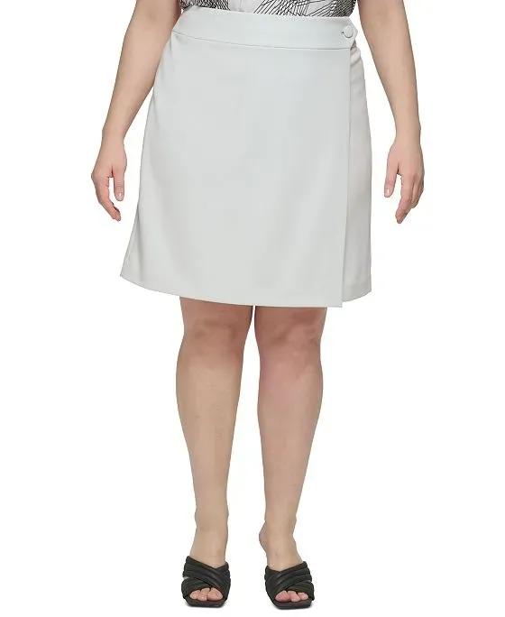 Plus Size Scuba-Crepe A-Line Wrap Skirt
